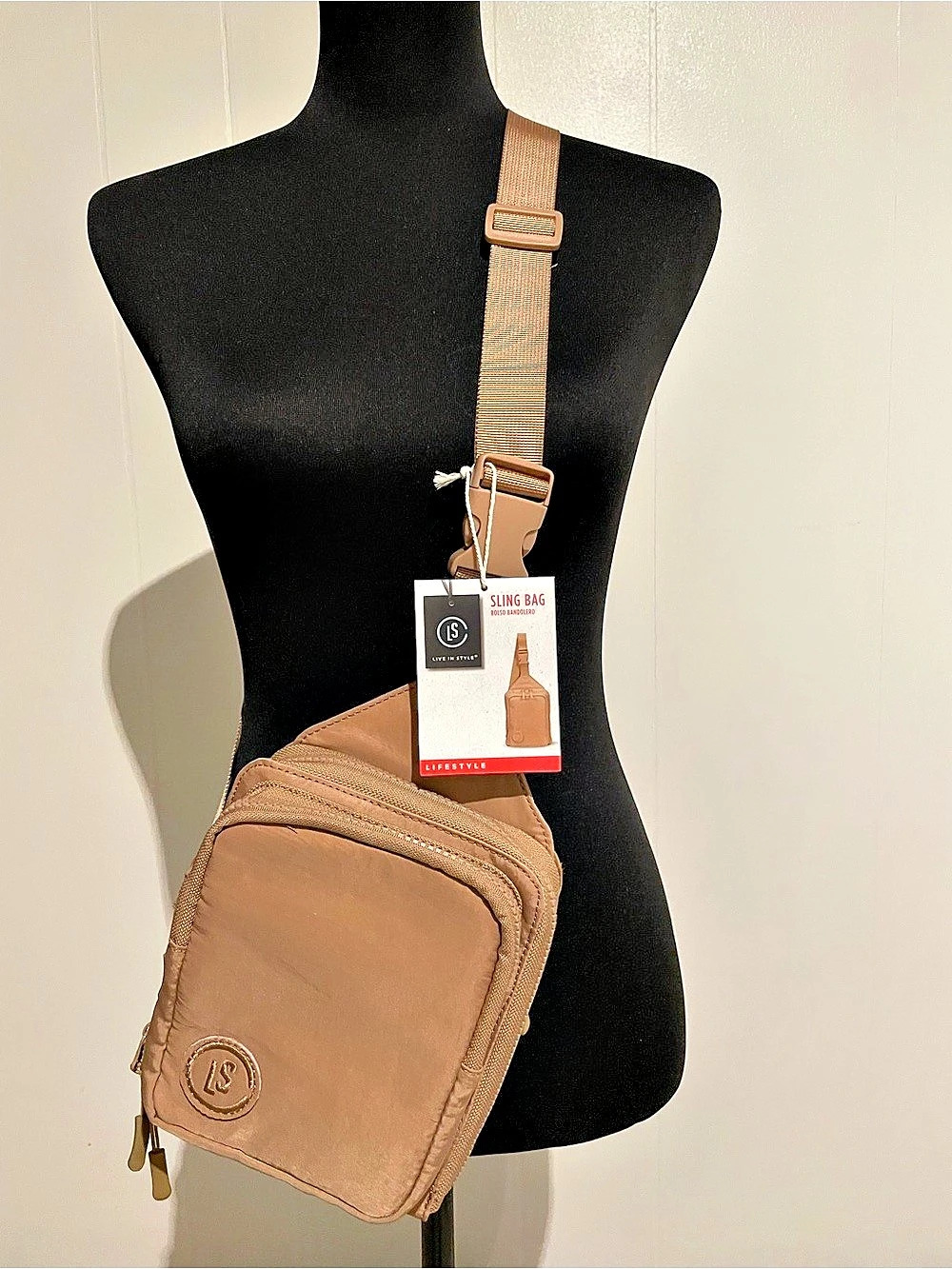 Life in Style, Sling Bag, Tan, Crossbody Bag, NWT